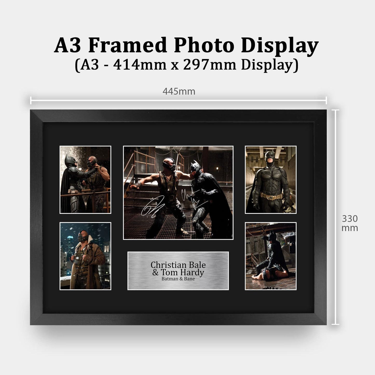 HWC Trading Christian Bale & Tom Hardy The Dark Knight Batman & Bane 16 x 12 inch (A3) Printed Gifts Signed Autograph Picture for Movie Memorabilia Fans - 16" x 12" Framed