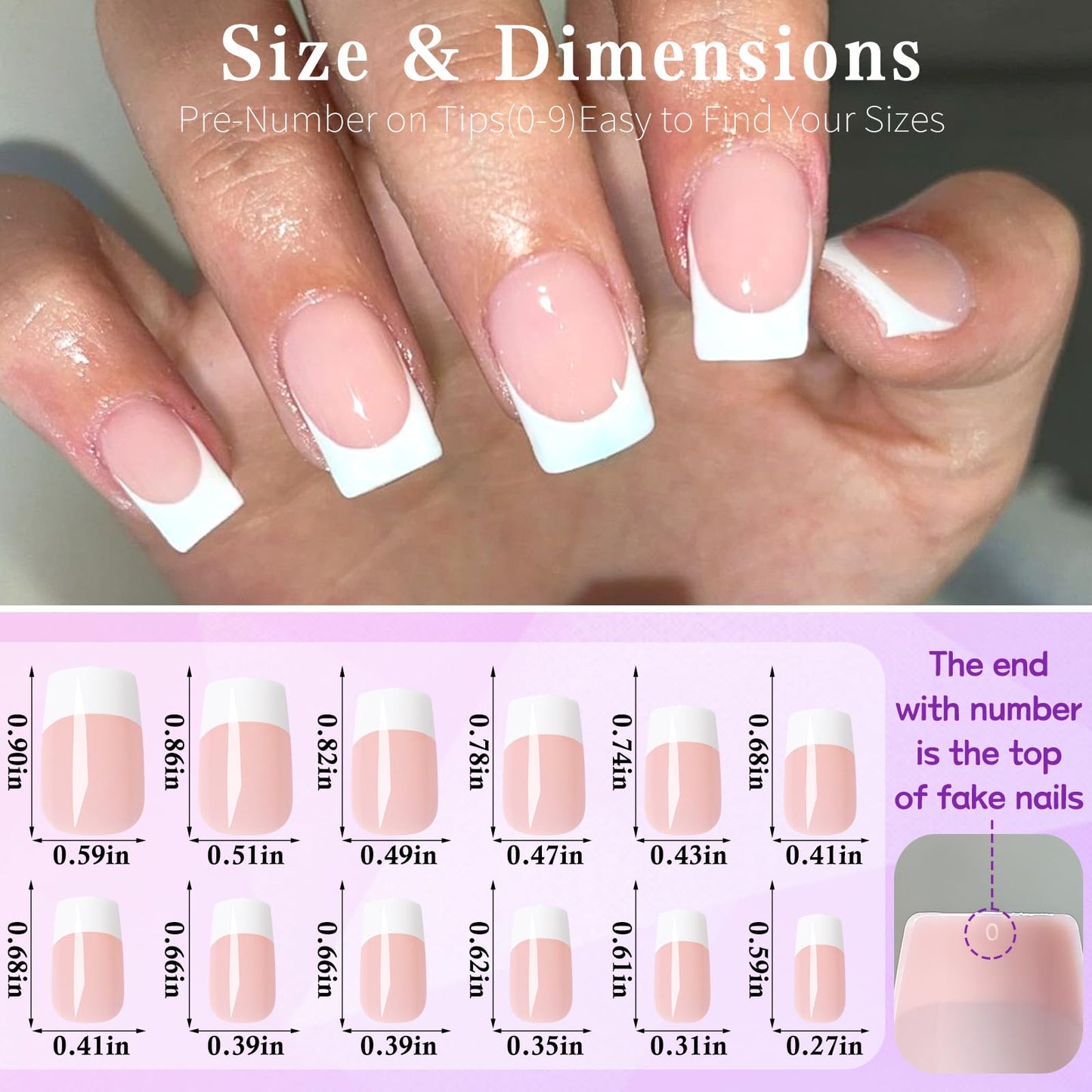 Lifextol 240pc French Tip Press on Nails Short Fake Nails & Adhesive Tab, False Acrylic Nail Press on Nails Square Nail Tips Artificial Glue on Nails Press ons Stick on Fingernail
