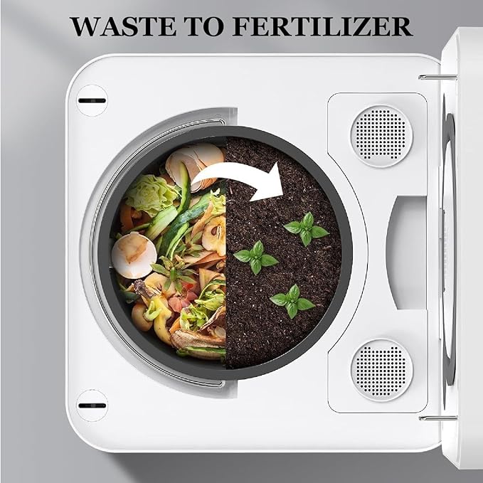 Odorless Countertop Smart Compost Bin, Turns Waste into Dry Fertilizer, Compost Bin for Indoor, Electric Composter for Kitchen(220V)