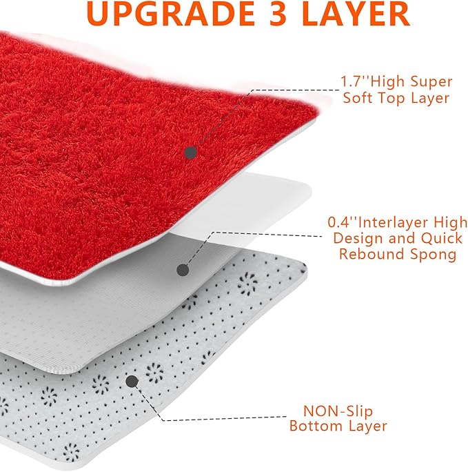 Red Shag Area Rugs for Bedroom Living Room,Ultra Soft Fluffy Christmas Area Rugs 9x12 for Dorm,Indoor Carpet Nursery Rugs for Kids Girls Room Home Decor (Red, 9X12 Feet)