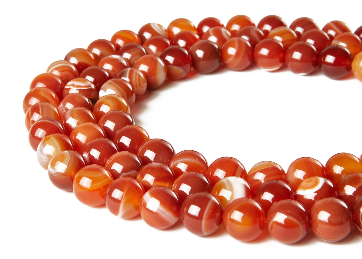 60pcs 6mm Orange Stripe Agate Beads Natural Gemstone Beads Round Loose Beads for Jewelry Making
