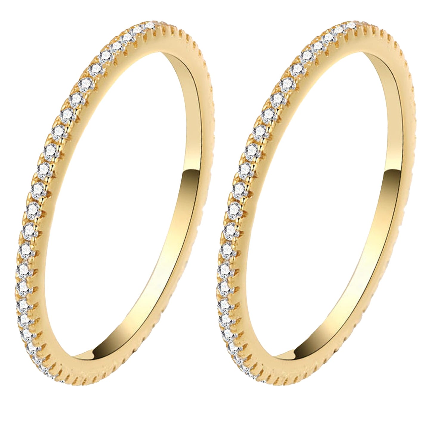 LevyPan 2-Pack 14K Gold Plated Stacking Rings for Oura Ring Gen 4/Gen 3, Cubic Zirconia Simulated oura ring stack Diamond Rings for Women