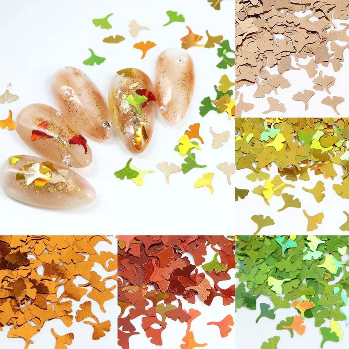 3Boxes Fall Nail Glitter Sequins 3D Maple Leaf Holographic Nail Art Flakes Mixed Shiny Fallen Leaf Nail Flakes Thanksgiving Autumn Ginkgo Nail Decoration for Women DIY Manicure Supplies Accessories