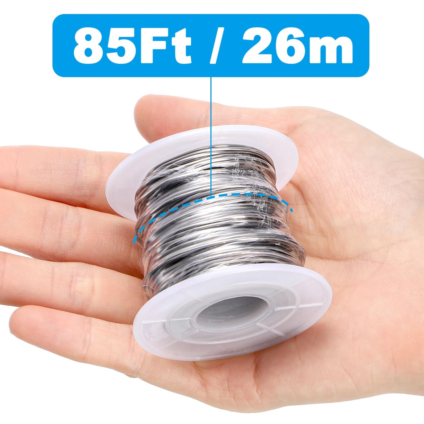 Okllen 4 Pack 18 Gauge Stainless Steel Wire, 1mm Jewelry Wire for Craft Making, Wrapping & Sculpting, 4 Rolls Total 340 ft