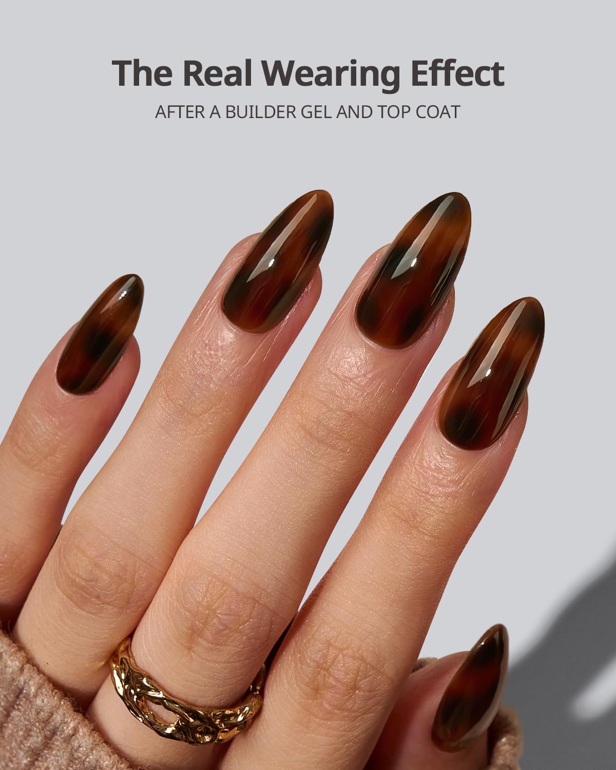 BTArtboxnails SOFTCOATTIPS Press On Nails - Tortoiseshell Almond Press On Nails Medium, 90Pcs Salon Quality Soak Off Soft Gel Nail Tips in 15 Sizes