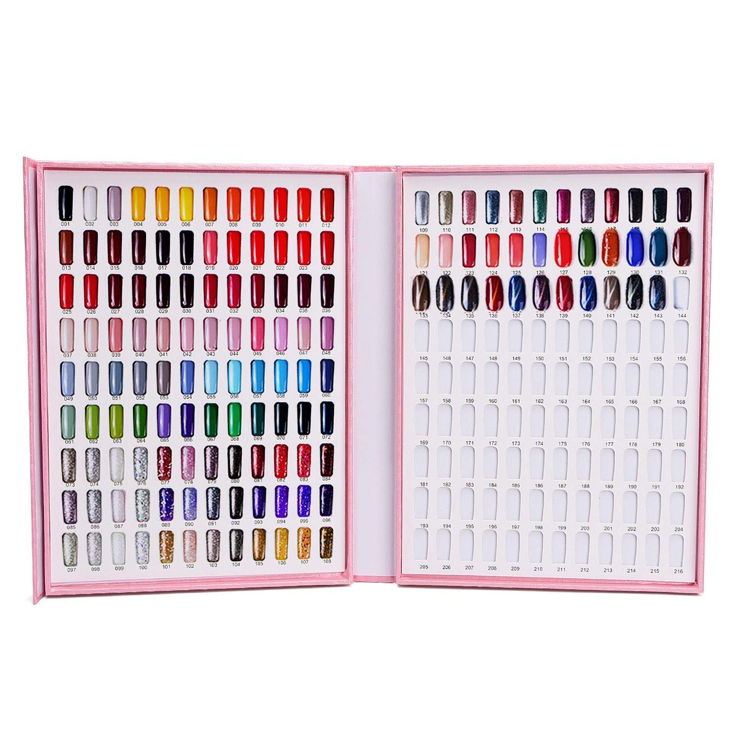 Noverlife 216 Nail Colors Chart Display, Nail Gel Polish Display Book with 216 False Nail Tips, Professional Salon Nail Color Swatches Nail Practice Card Board