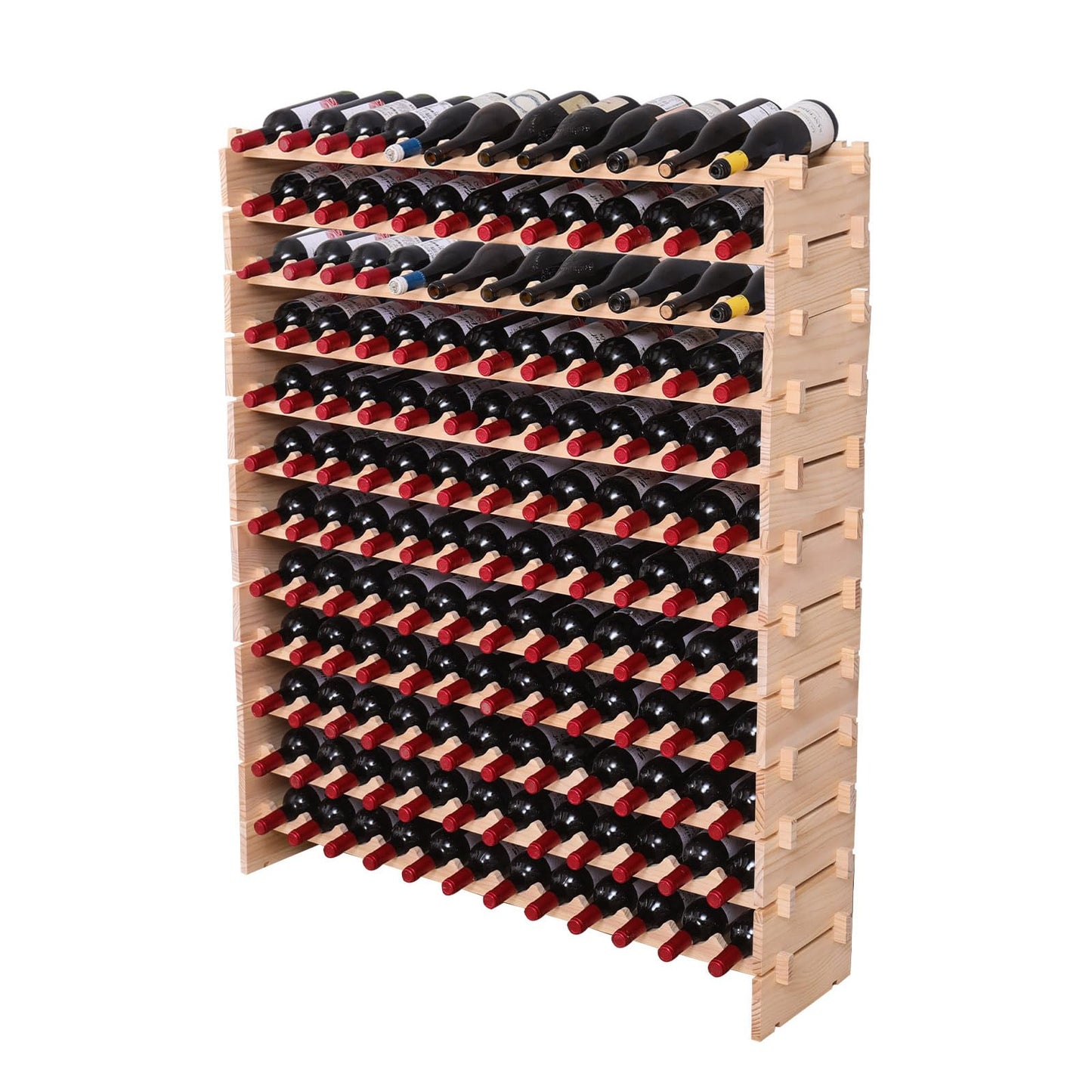 fdjamy Wine Rack freestanding Floor Cabinet 144bottle Wood Stackable Storage Modular Wine Holder Display Shelves ﻿