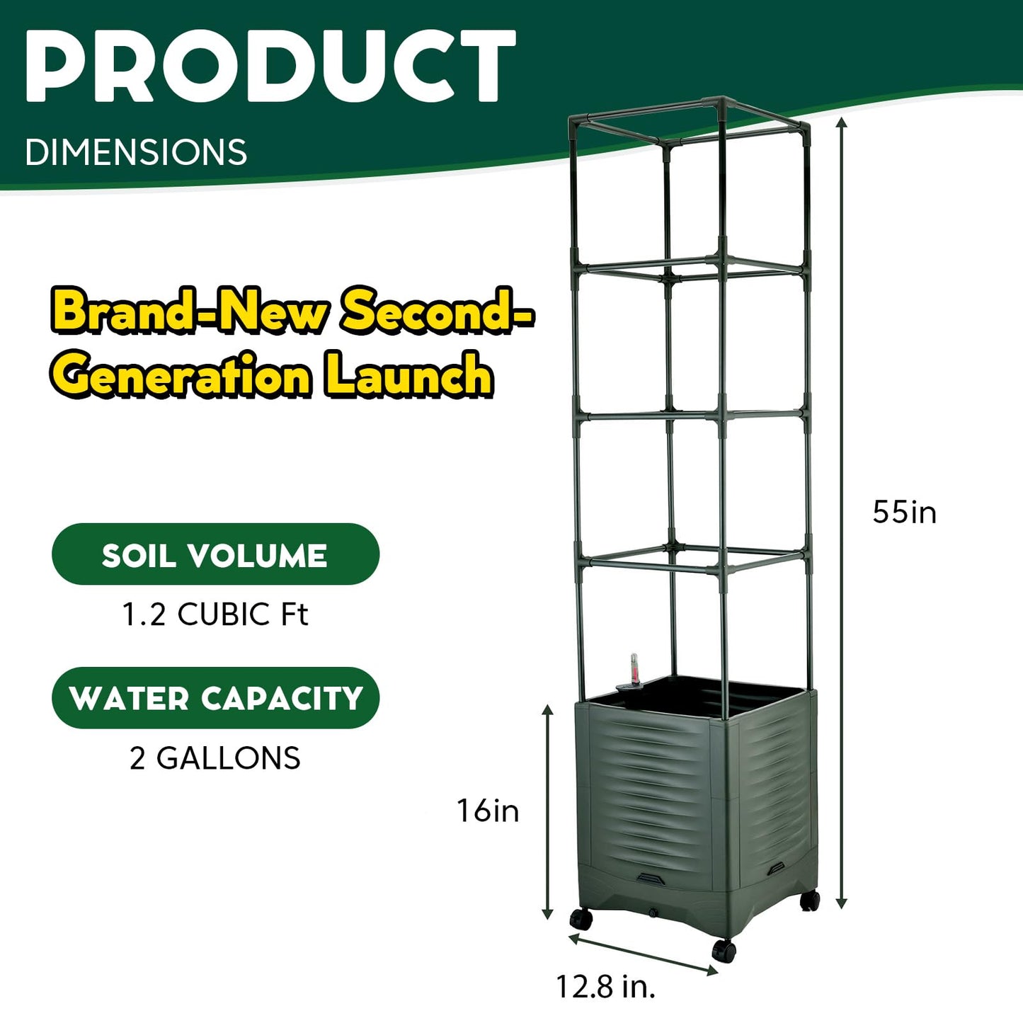 Raised Garden Bed Tomato Planter Trellis for Garden Planter for Tomato Pots for Growing Tomatoes Box Outdoor 55" Self Watering Metal Trellis-Second-Generation Launch-1-Pack Plant Pot – NOT a Set of 2
