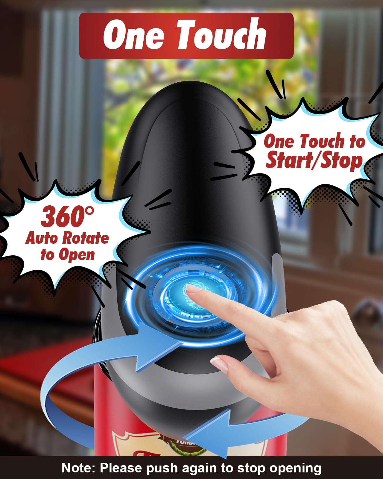 One Touch Electric Can Opener Fits All Can Sizes