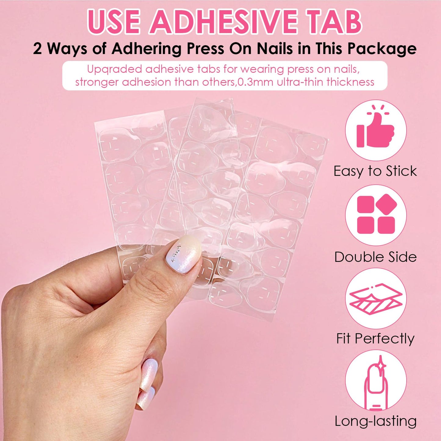 100PCS Press on Nail Tool Kit, Nail Prep Kit with Nail Glue, Adhesive Tabs, Mini Nail File, Acrylic Sticks, Prep Pads for Press on Nail Art Starters Press On Nail Packaging for Salon Business