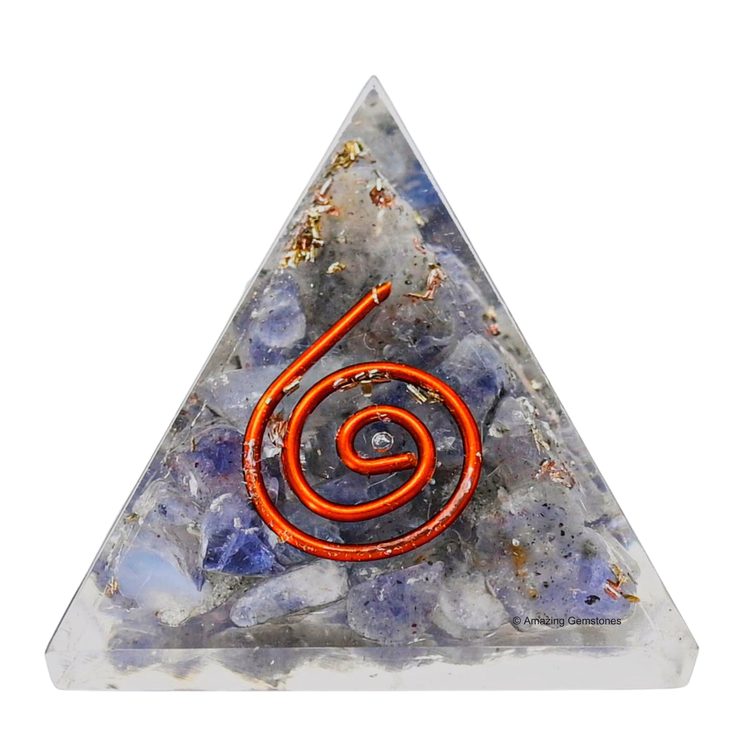 Amazing Gemstone Iolite Orgone Pyramid - 30mm Small Orgonite Pyramids with Crystals and Healing Stones - Authentic Organite Gifts