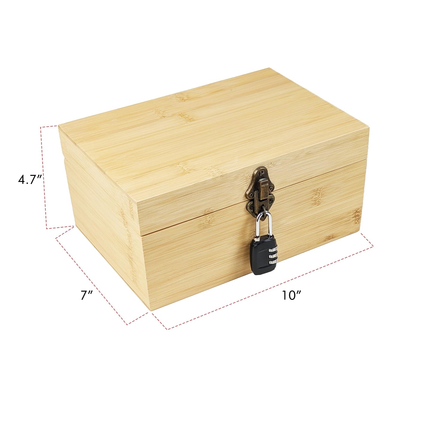 ARTAWEIN Large Bamboo Box with Combination Lock - Decorative Storage for Home, Elegant Organizer for Living Room and Bedroom, Gift Choice with Jars and Tray (Brown)