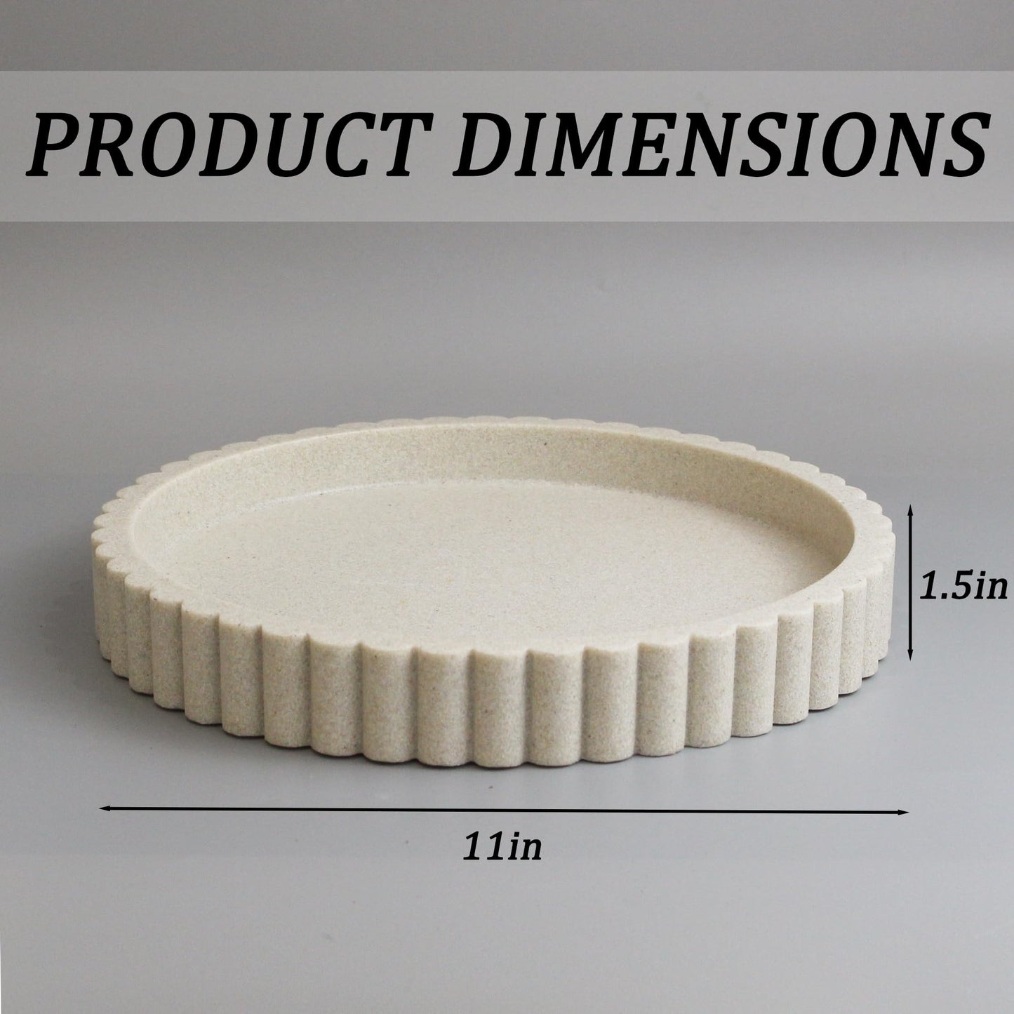 LIN CHUAN Decorative Coffee Table Tray, 11" Round Resin Coffee Table Centerpiece Tray for Home Decor, Modern Organizer for Living Room, Console or Dresser, Beige