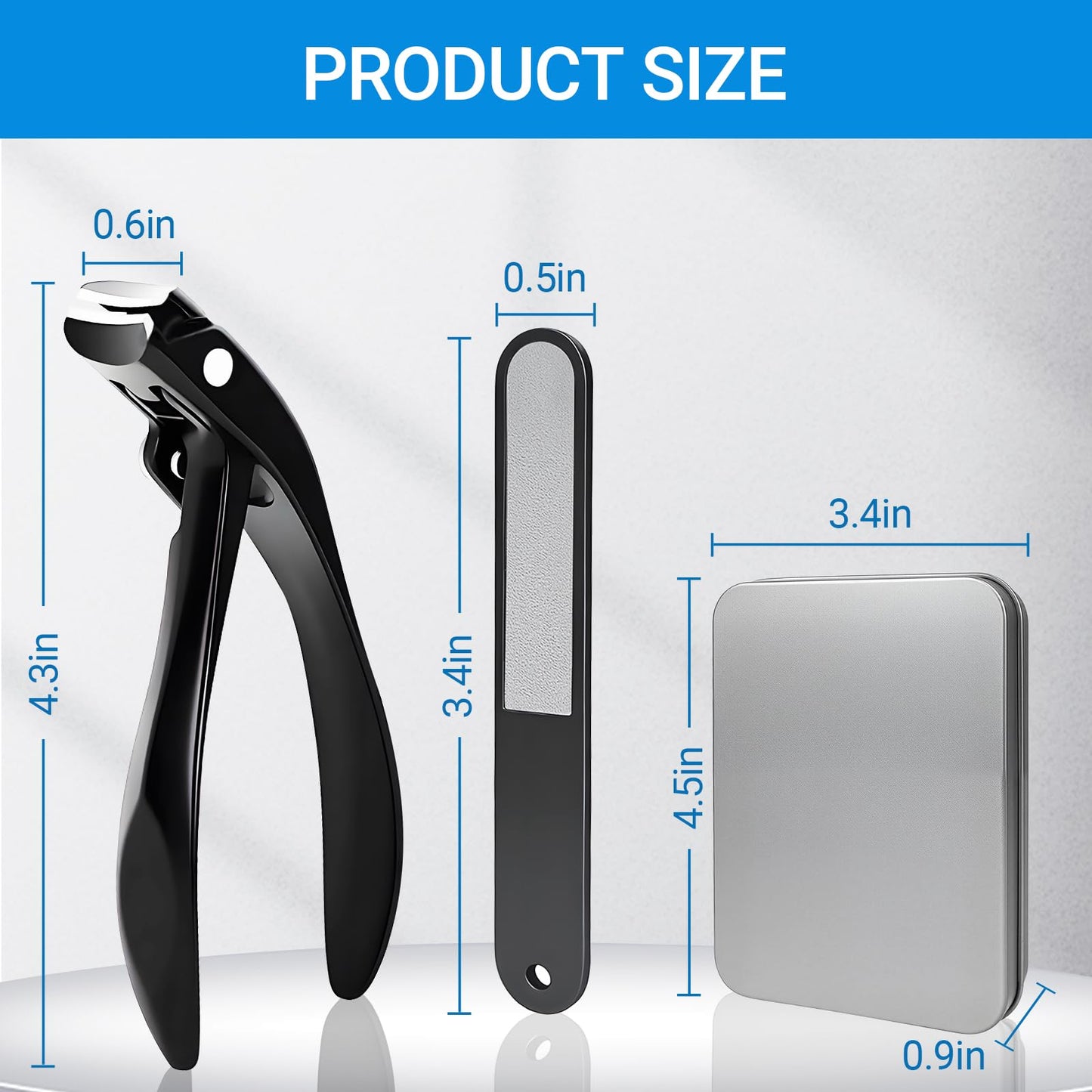 Long Handle Toenail Clippers for Seniors Ultra Wide Jaw Opening Toe Nail Clippers Set for Thick Toenails Sharp Professional Fingernail Cutters Trimmers for Men Women - Black