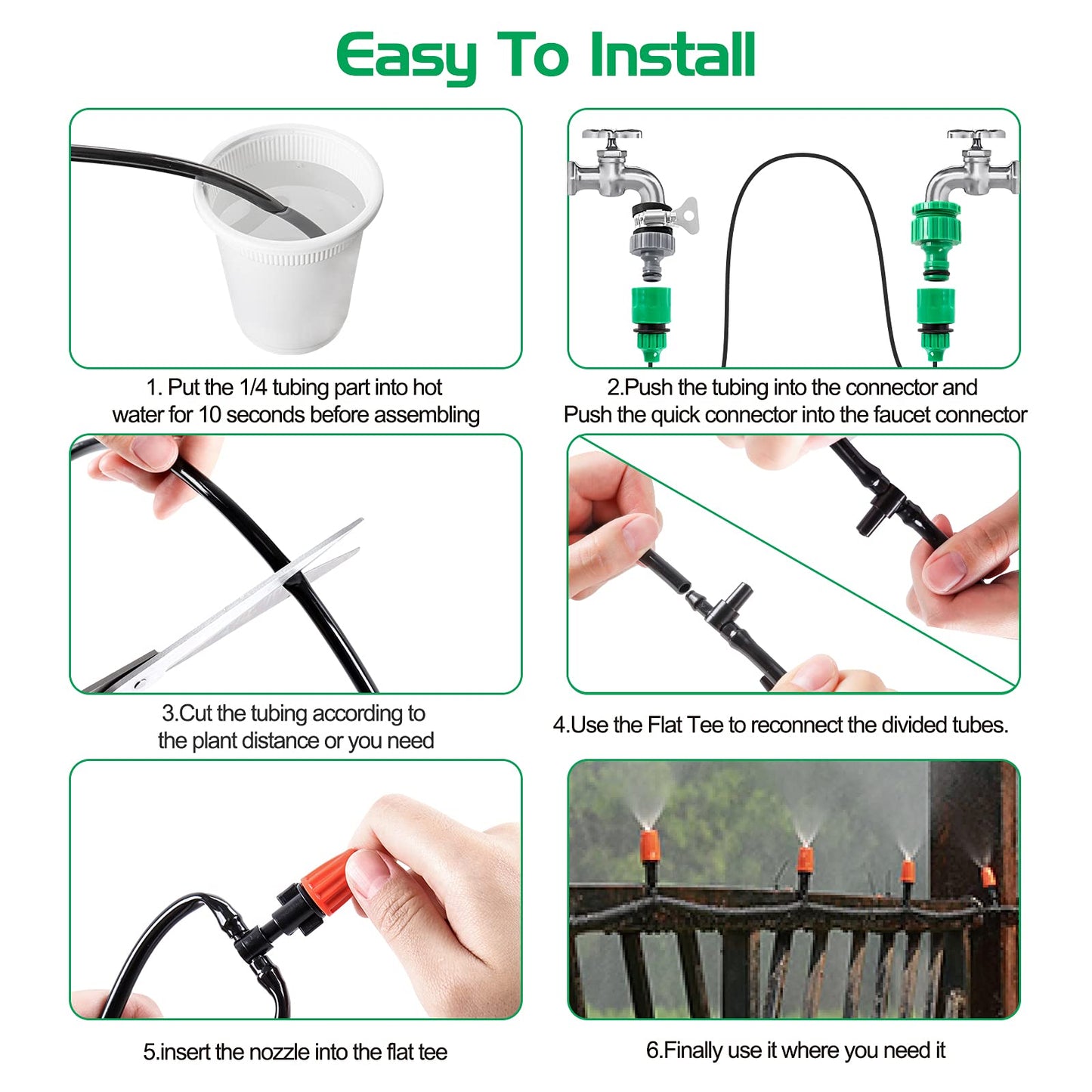MIXC Irrigation System Greenhouse Watering Systems 1/4 INCH 50FT DIY Auto Drip Irrigation Kit Garden Accessories Automatic Irrigation Equipment for Plants/Lawn