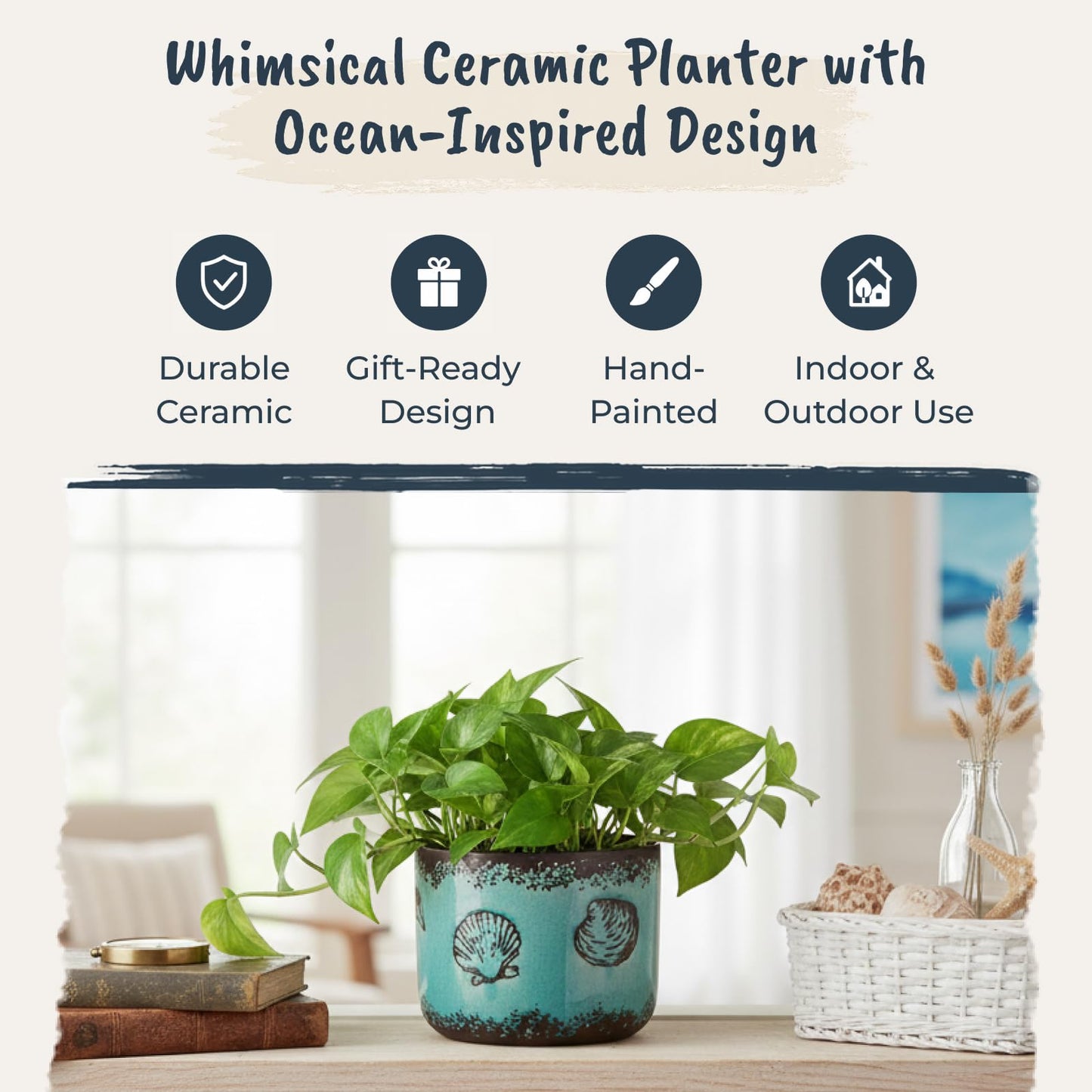 Blue Sky Ceramic Under The Sea 6.5" Planter