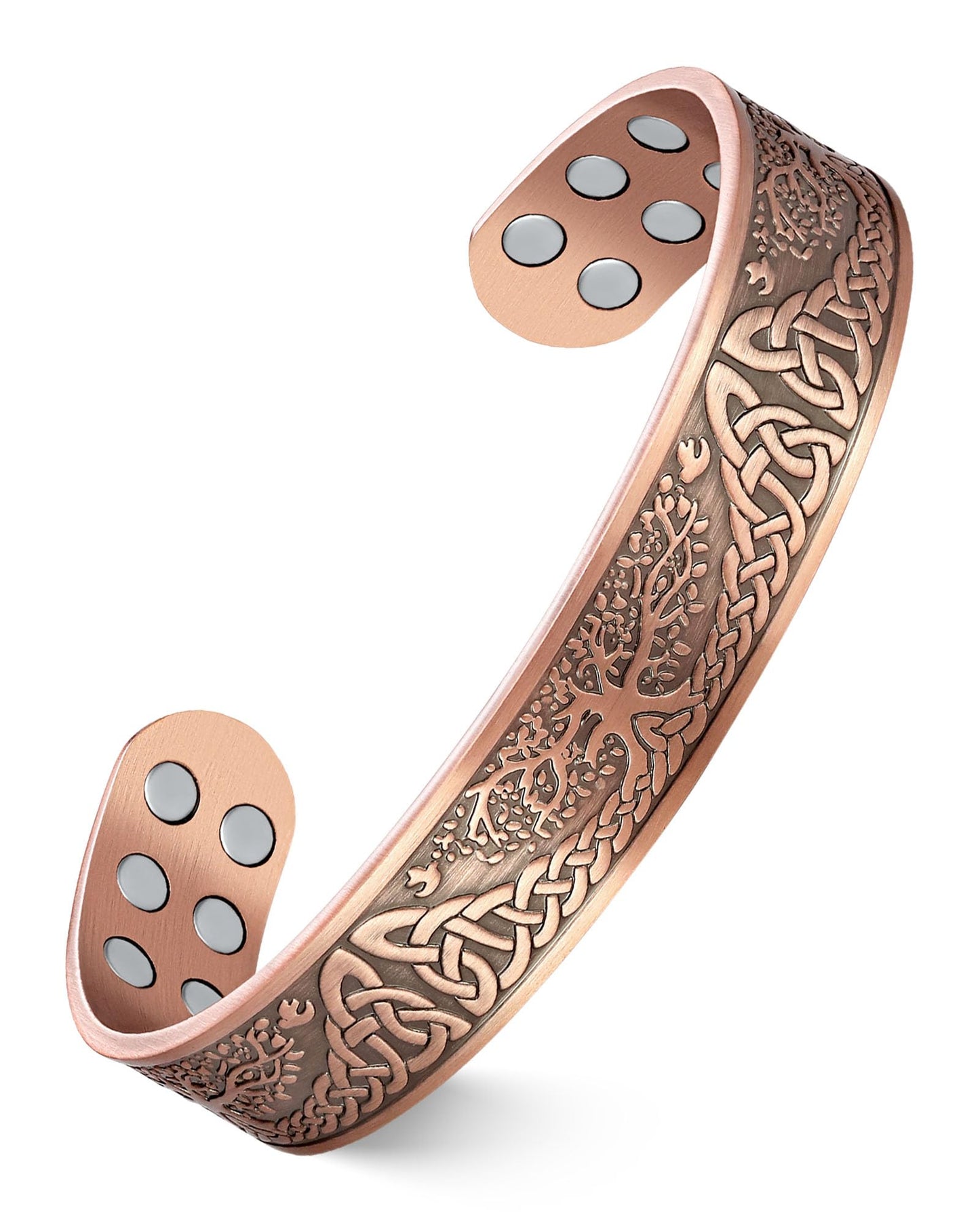 Feraco Copper Magnetic Bracelets for Men Women with 18X Ultra Strength Magnets, Tree of Life Pattern, 99.99% Pure Solid Copper Cuff Bangle, Jewelry Gift