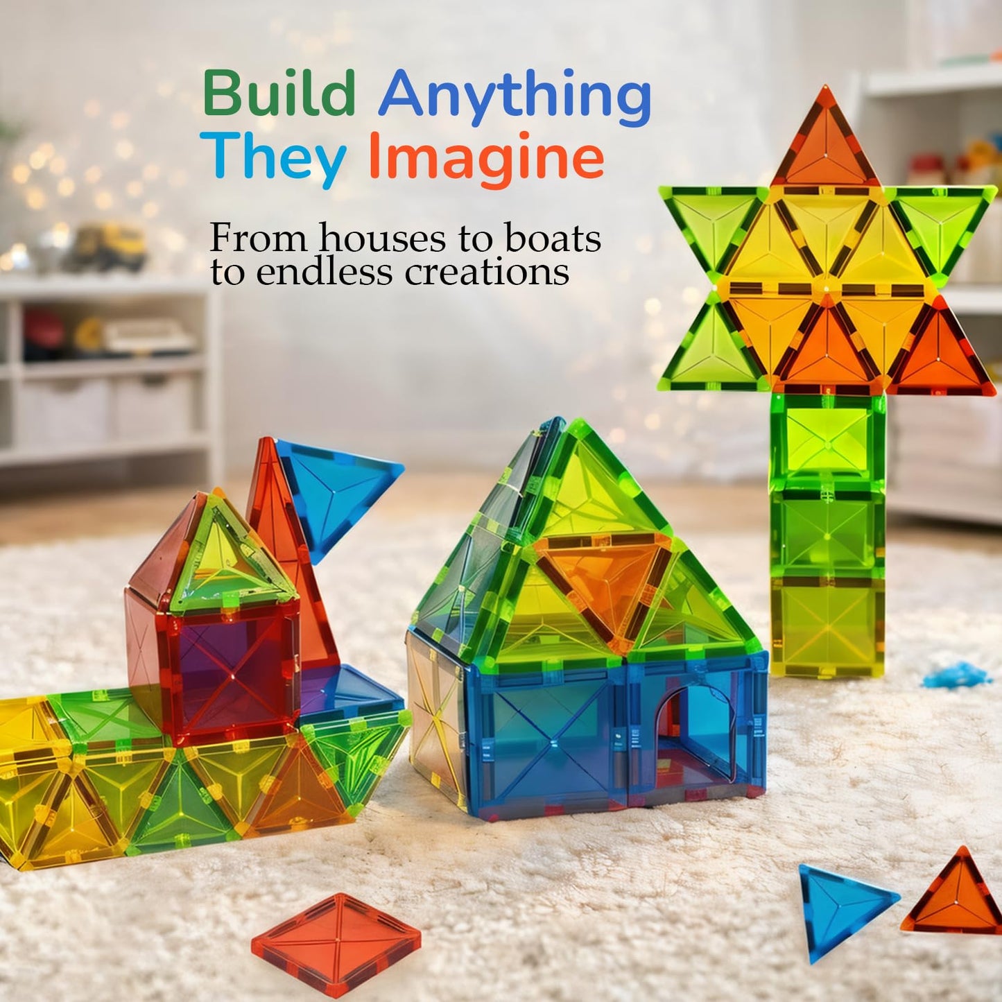 LATI Magnetic Tiles Starter Set for Kids,Beginner Magnetic Building Blocks for Early Learning, Build in 2D & 3D, Open-Ended STEM Building Toy,Easy to Start for Early Builders,Toy Gift for Ages 3–6