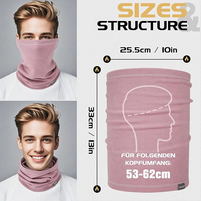 Neck Gaiter Winter Neck Warmer for Men & Women Windproof Face Mask for Cold Weather Breathable Ski Face Cover Scarf