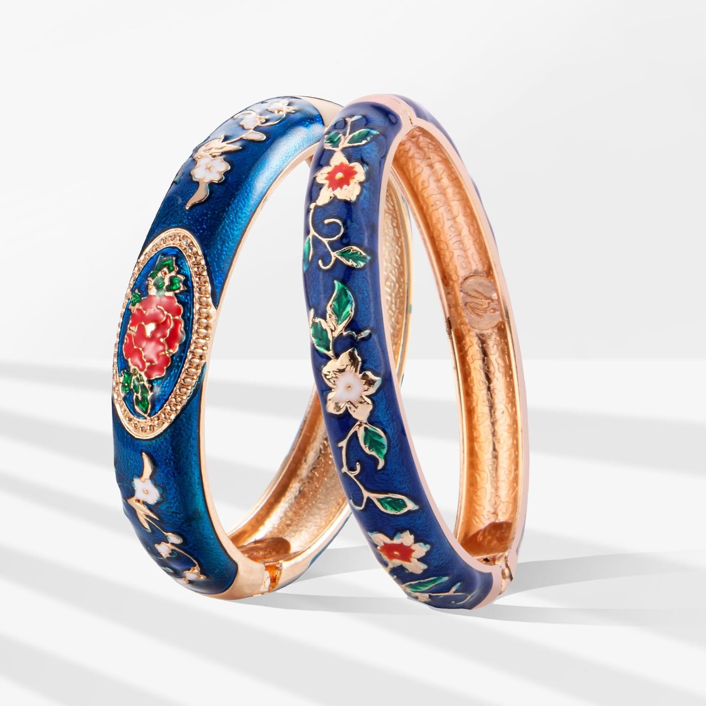 UJOY Cloisonne Bangles Gorgeous National Enameled Plated Handcrafted Jewelry Bracelets Gifts with Box 55C58-55A82 Blue