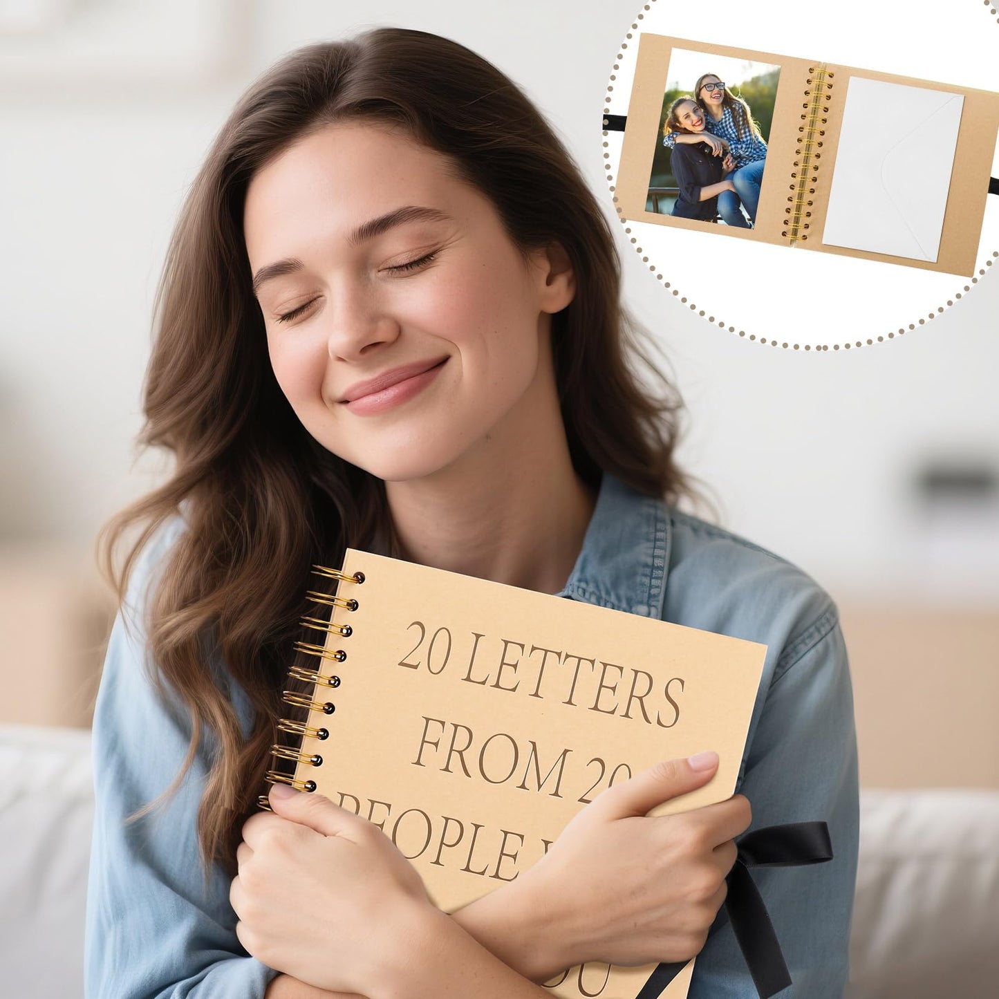 Jaloro Scrapbooks Gift Idea for Her DIY 20 Letters from People Who Love You Scrapbooks Craft Kit Bday Gift Include Kraft Coil Bound Notebook White Envelopes Glue Points for Friend Bestie 20th Birthday