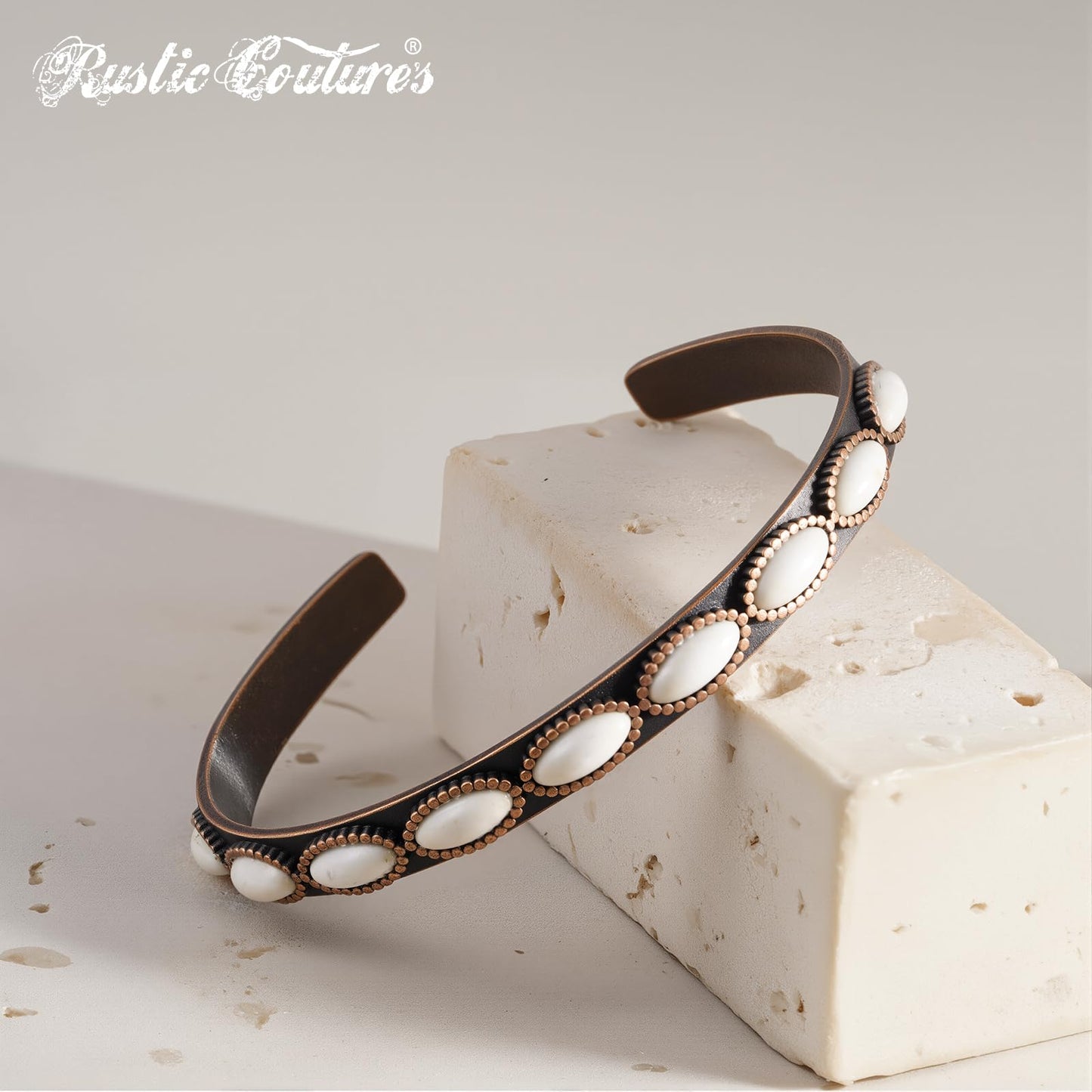 Montana West Rustic Couture's Jewelry Western Turquoise Cuff Bangle Bracelets Bohemian Vintage Elastic Bracelet for Women Cowgirl White