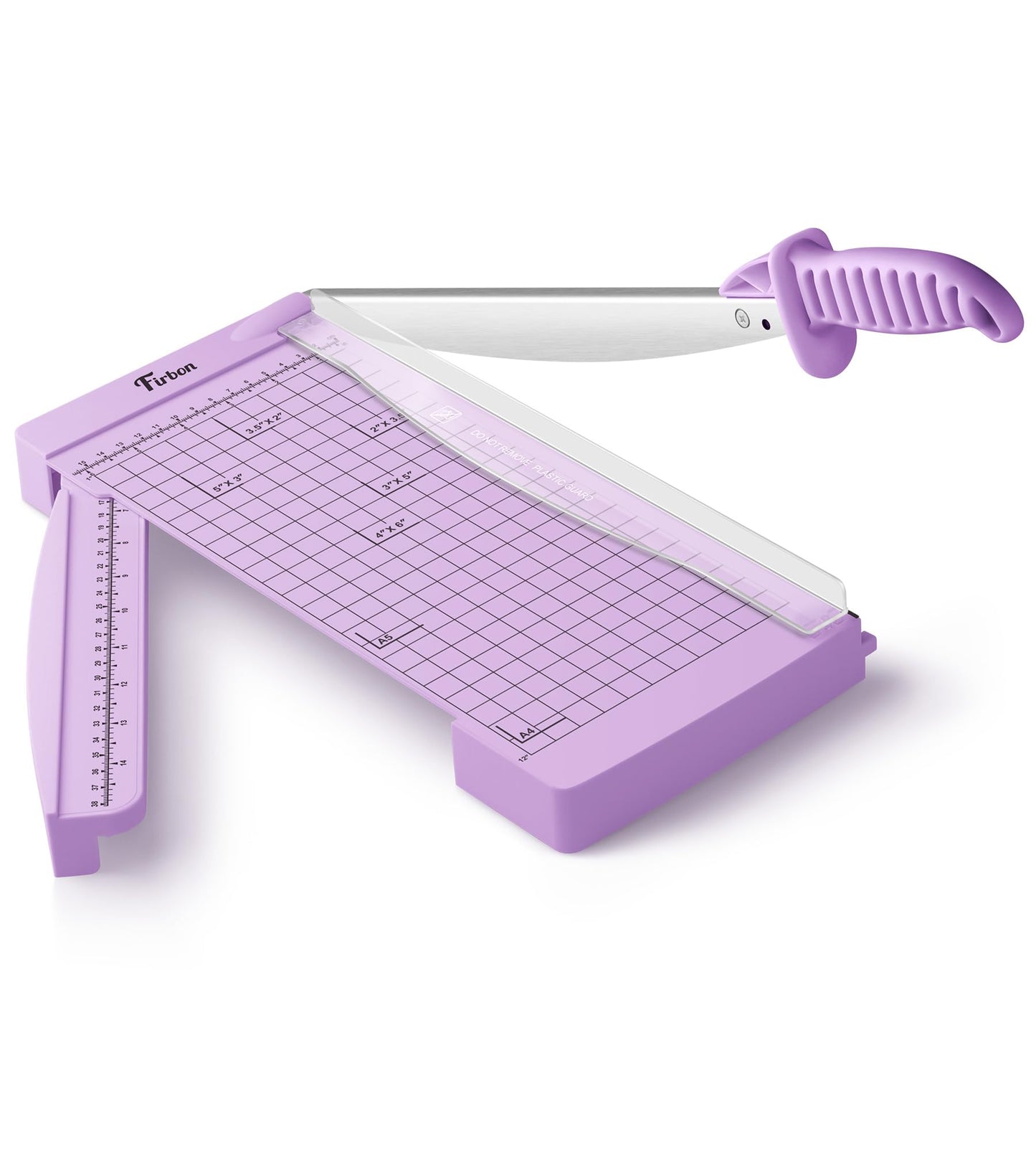 Firbon 12" Guillotine Paper Cutter with Hidden Ruler, Compact Heavy Duty 12-Sheet Capacity Trimmer for Cardstock, Photos, Scrapbooking, Office, Classroom, Studio (Purple)