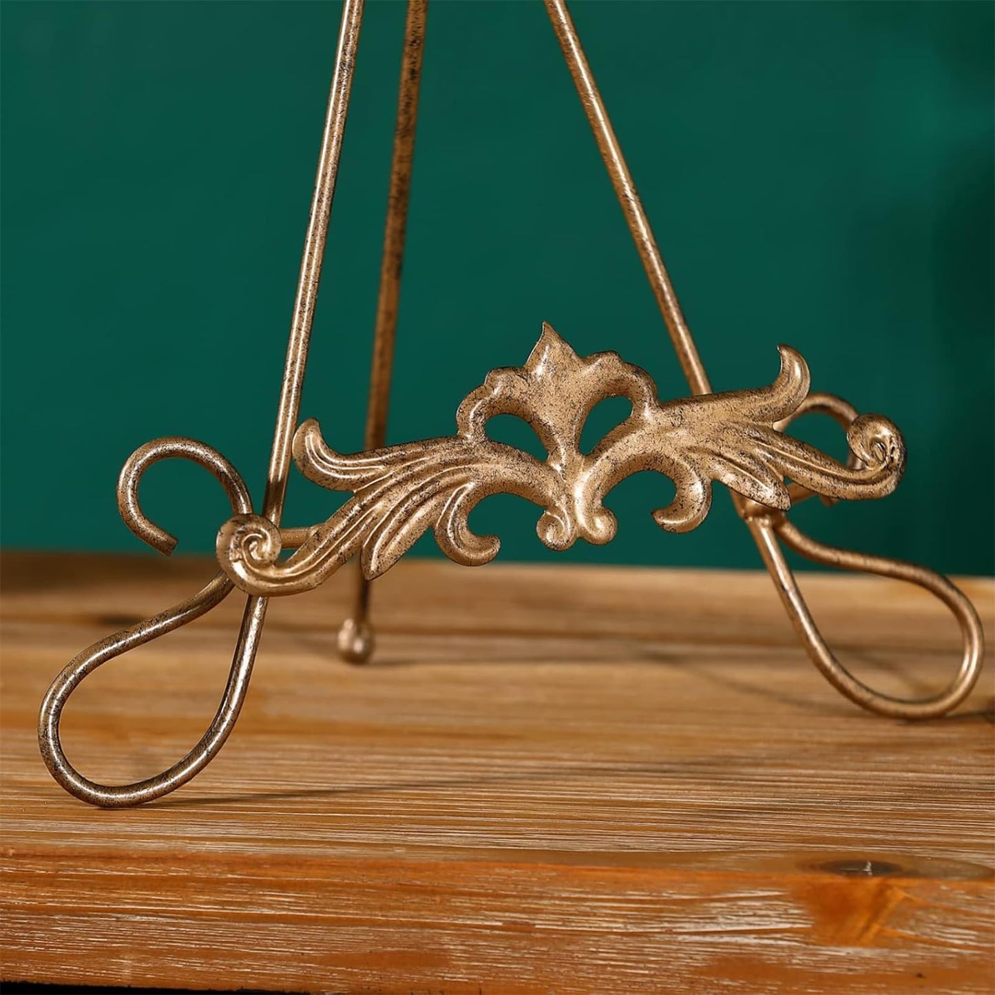 Wenbery 13.8" H Fleur-de-Lis Easel Stand,Metal Book Stand, Plate Holder Display Stand, Picture Frame Stand, Home Decor (Bronze)