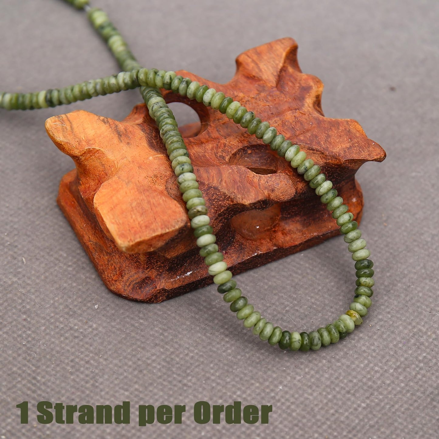 BONNY BOXX 1 Strand (150PCs) Natural 2 * 4mm Canadian Jade Rondelle Beads, Natural Abacus Disk Stone Beads Loose Spacer Gemstone for DIY Bracelet Necklace Jewelry Making