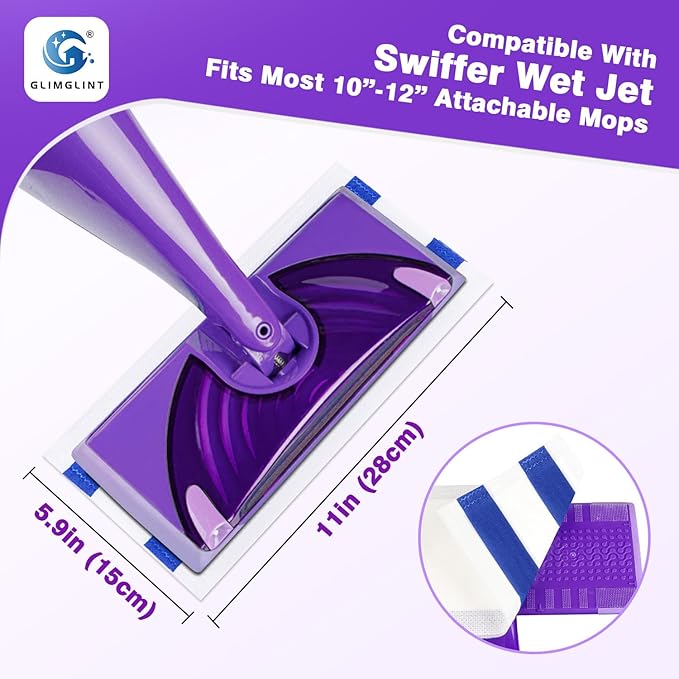 GLIMGLINT Mop Pad Refills Compatible with Swiffer Wet Jet, 4-Layer Thickened & Super Absorbent, WetJet Pads Refills, Cleaning Pads, Disposable Dry Floor Mop Pads, 64 Count