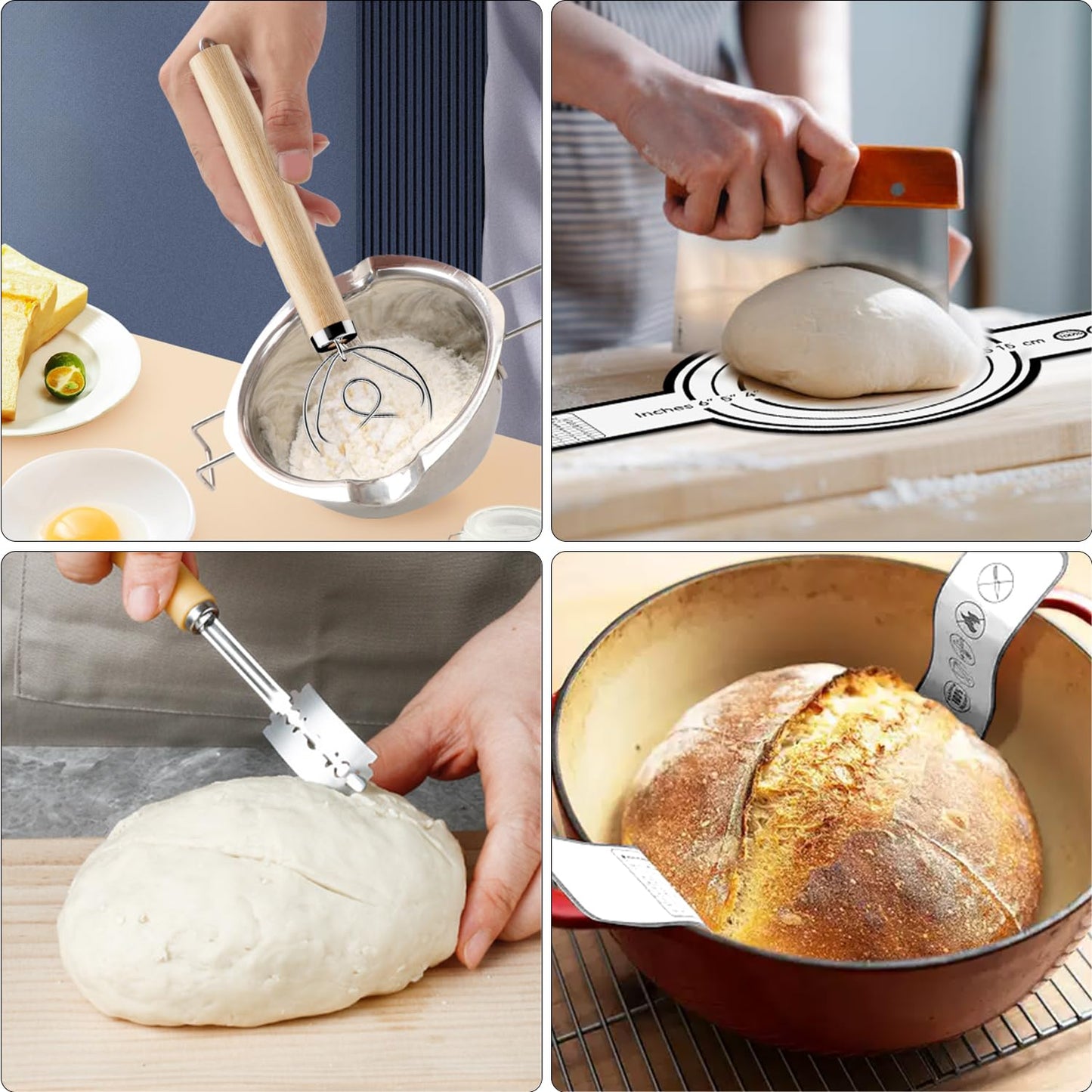 Sourdough Starter Kit, 24PCS Sourdough Bread Baking Supplies, 9"Round & 11"Oval Banneton Bread Proofing Basket, Bread Sling, Starter Jar, Whisk, Scrapers, Bread Lame, Bag, Sour Dough Making Tools Kit