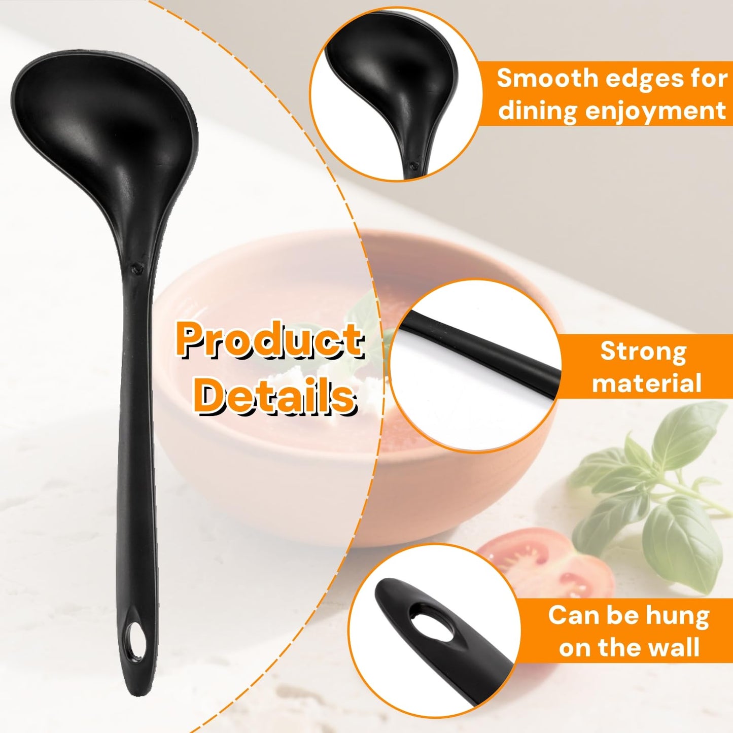 Acshio 40 Pack Plastic Ladle Spoons, 9 Inch Disposable Large Serving Spoons with Long Handle, Heat Resistant Soup Ladle Bulk for Party Catering Buffet Restaurant