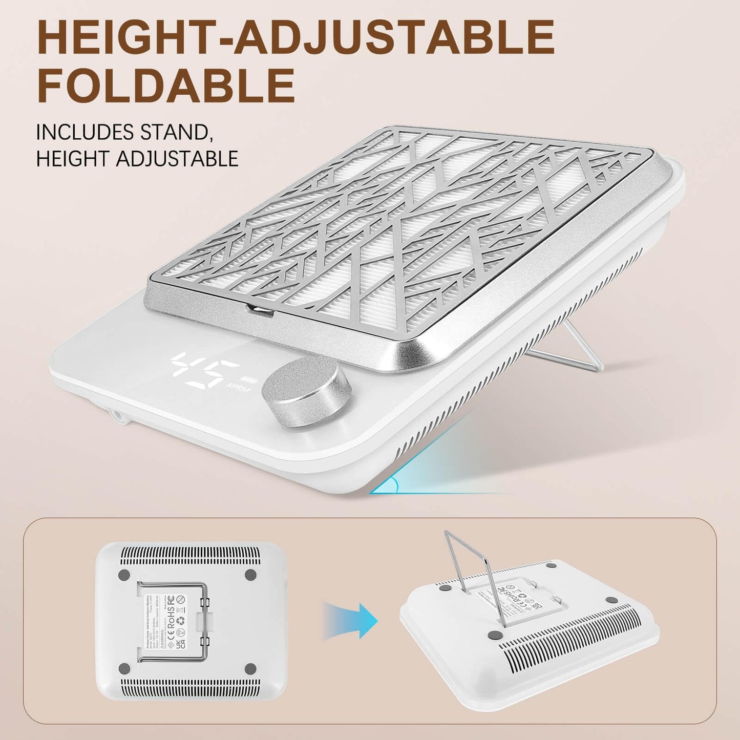 Cordless Nail Dust Collector Rechargeable, Professional Dust Collector Nail Tech Extractor Fan Vacuum Cleaner for Acrylic Nails Dip Powder Removal Home Salon Manicures