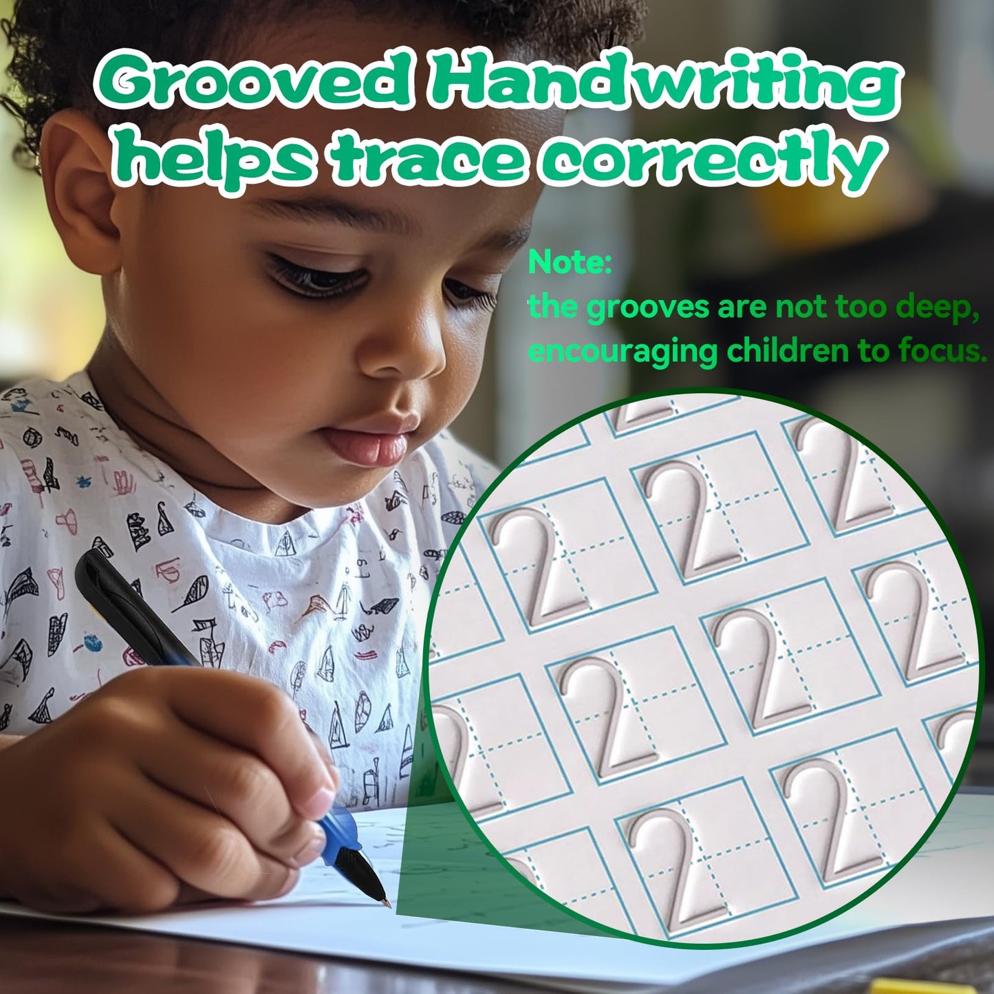 KILOGOGRAPH Magic Grooved Writing Practice for Kids - A4 Big Size Spanish Pre K Tracing Practice Book, Reusable Preschool Handwriting Workbooks Without Tears, 4-Theme Copybooks Pen (Spanish, Big)