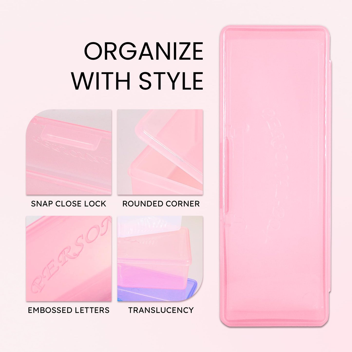 Beauticom Personal Box Storage Case for Professional Manicurist Nails Pedicure (Large Size) (4 Pieces, PINK)