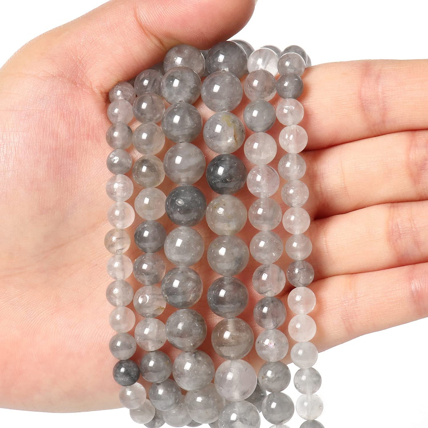 45pcs 8mm Natural Stone Beads Greystone Crystal Beads Energy Crystal Power Gemstone for Jewelry Making, DIY Bracelet Necklace