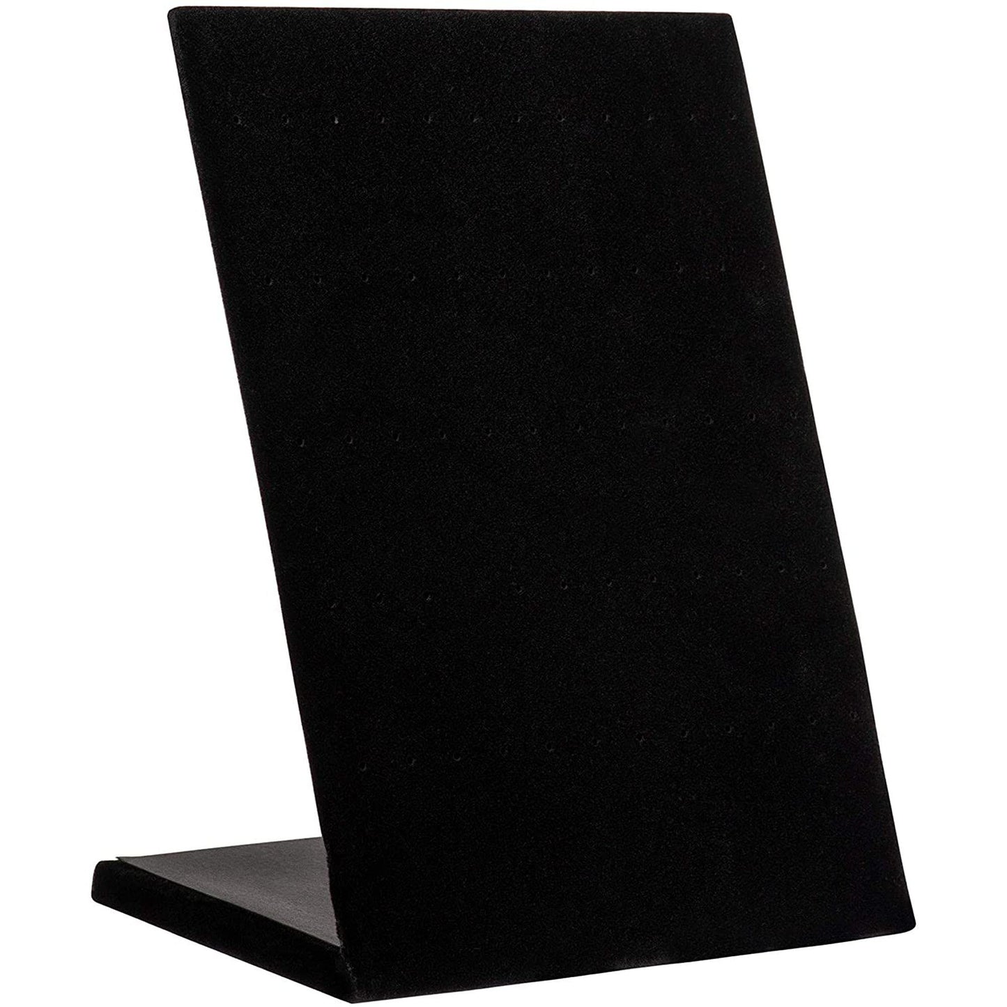 Jewelry Organizer Stand - Black Velvet L-Shape, 9.9 x 7.9 x 4 in - 60 Pre-Punched Holes Earring Display & Jewelry Storage Organizer - Tabletop Rack for Stud & Dangle Earrings