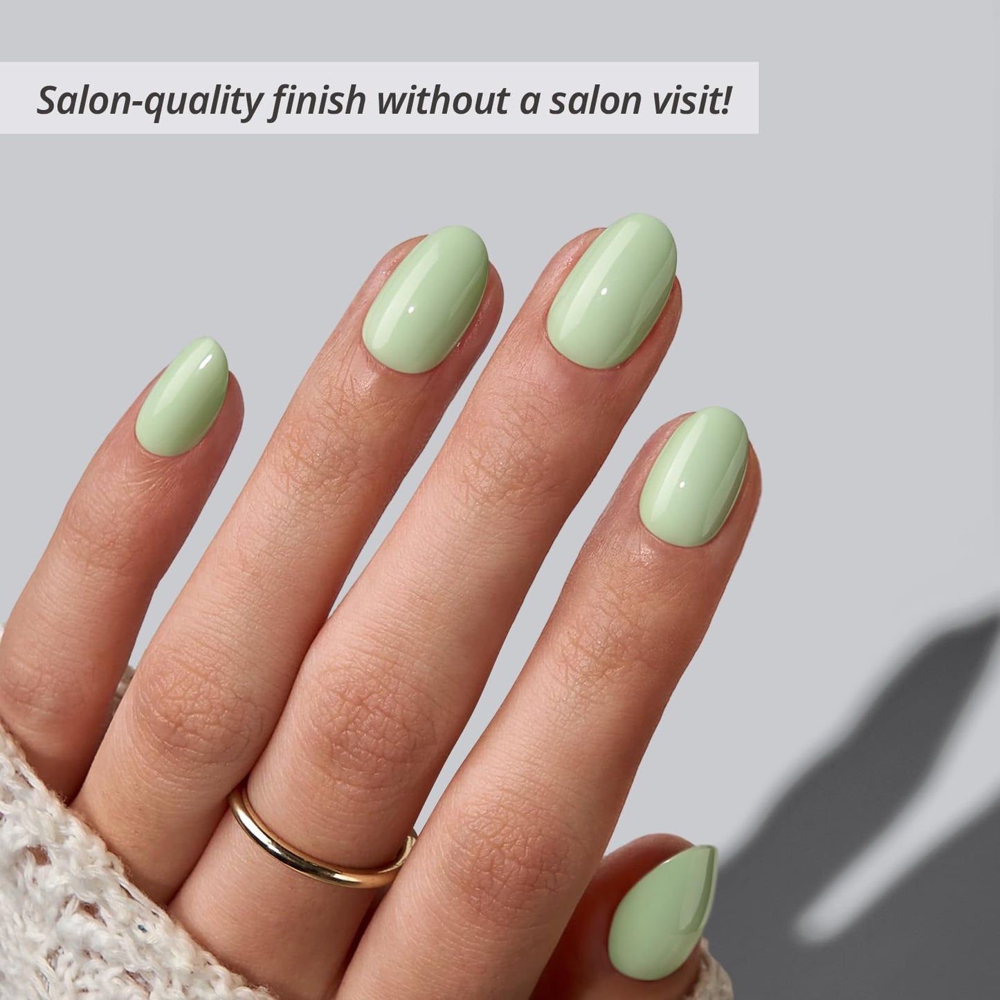 BTArtbox Press On Nails Almond - Garden Weekend, Easy-to-Apply Pastel Green Extra Short Press On Nails with Glue and Adhesive Tabs in 16 Sizes - 32 Nails All-in-One Kit