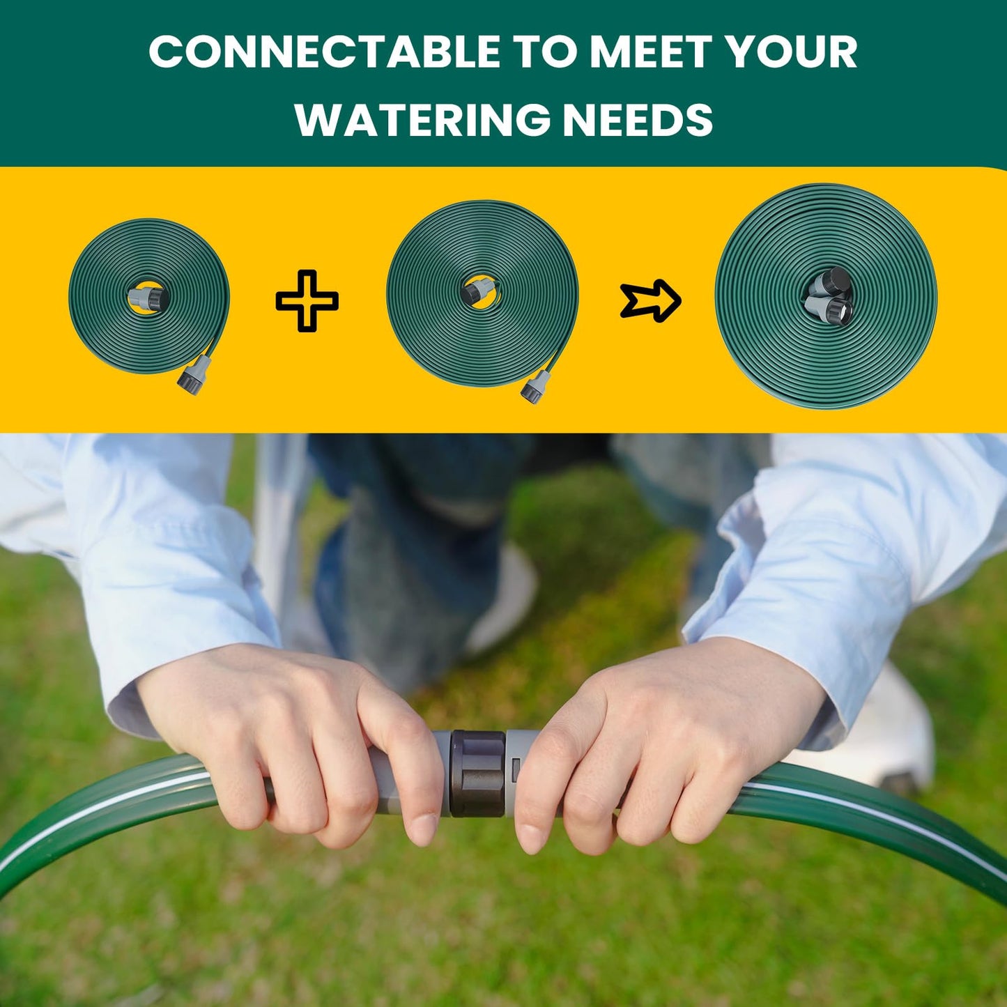 DXront Sprinkler Soaker Hose 75ft for Garden Lawn, Watering Pipe with Holes, High-Efficiency Water-Saving Garden Irrigation System, Drip Hose Sprinkler