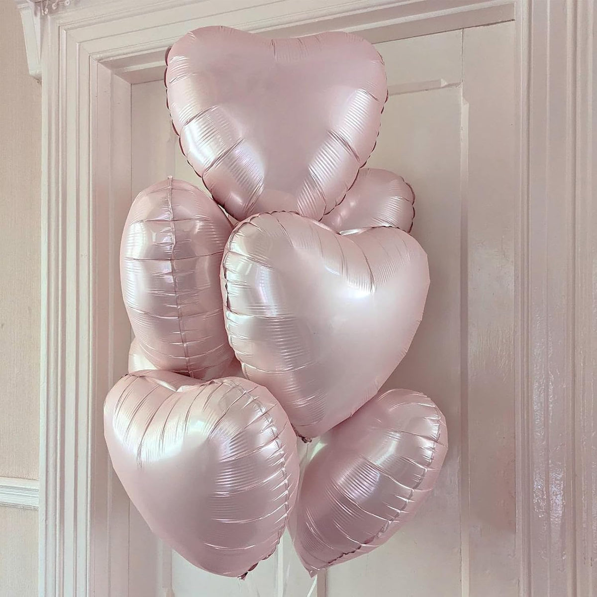 Baby Pink Heart Balloons, 18 Inch, 12Pcs Large Pearl Mylar, Pastel Helium Foil for Boho Girls Women Birthday Wedding Baby Shower Valentines