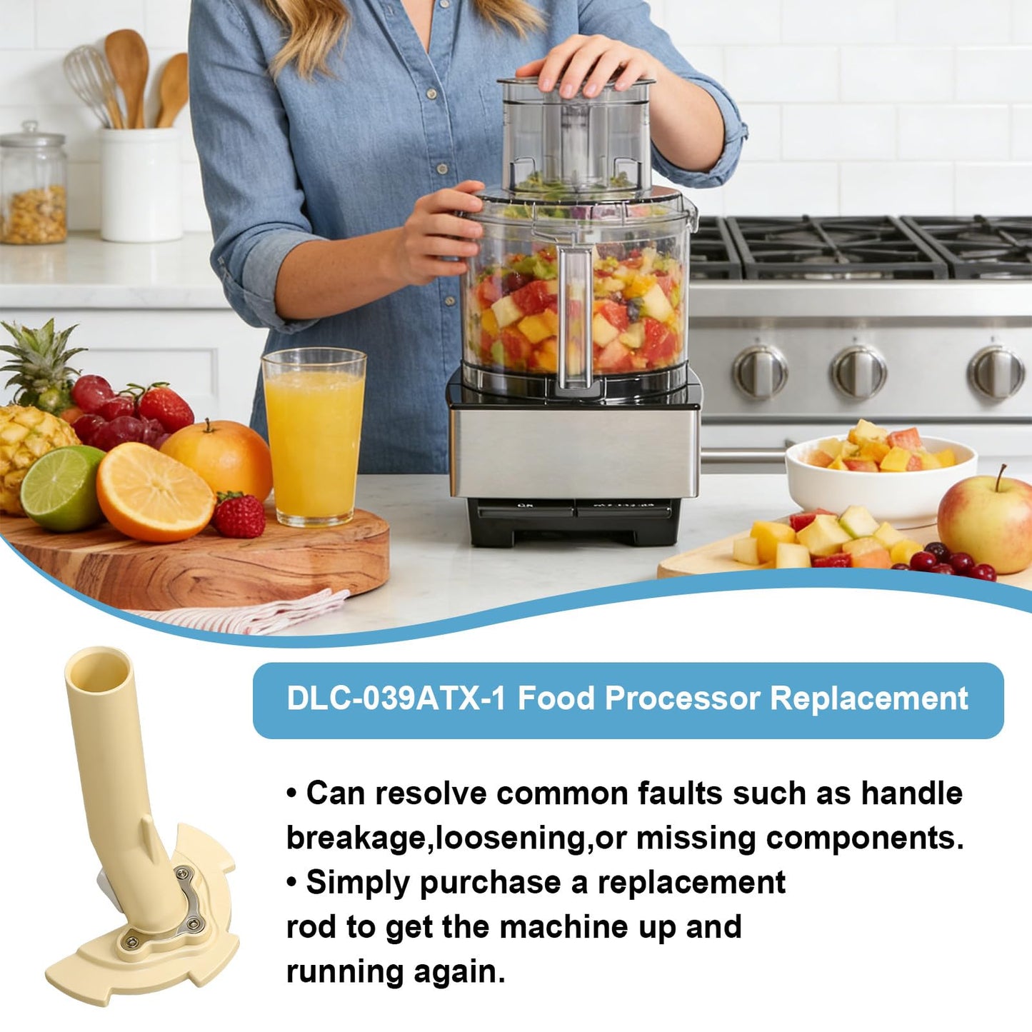 DLC-039ATX-1 Food Processor Compatible with Cuisinart 14 Cup Food Processor, Detachable Stem Compatible with DFP-14, DLC-2014 & MP-14 Models