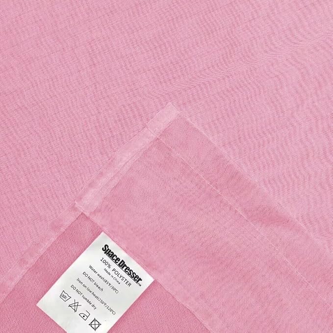SpaceDresser Sheer Voile Window Treatment Rod Pocket Curtain Panels for Kitchen Bedroom Living Room Drapes Sunlight Filtering Privacy Semi Home Decor Assorted (Light Pink, 52 W x 84 L)