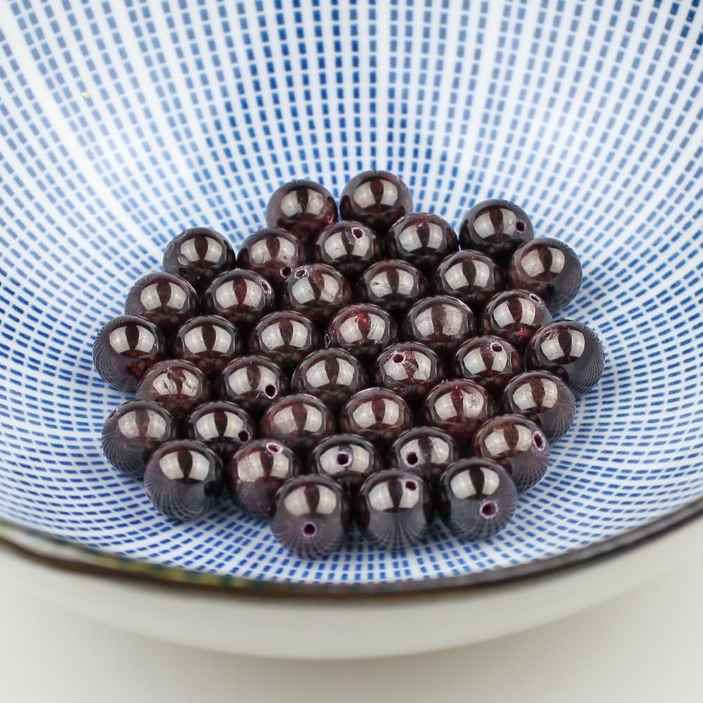MJDCB Natural Stone Beads Garnet Round Loose Beads for Jewelry Making DIY Bracelet Necklace (6mm)