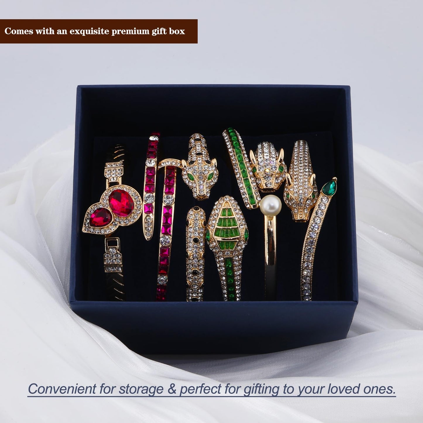 6PCS Gold Designer Bangle Bracelet Set for Women, Wild Luxury Animal-Pattern Design Style, Zinc Alloy with Cubic Zirconia, Stackable, Ideal Gift for Birthday Christmas Valentine's Day Mother's Day