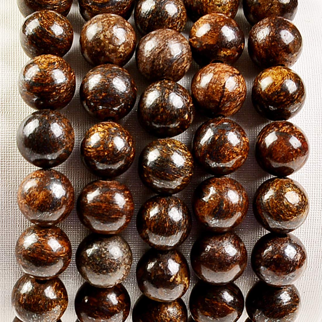 MASSIVE BEADS Natural Healing Power Gemstone Crystal Beads Unisex Adjustable Macrame Bracelets 8mm (Bronzite, 8mm)
