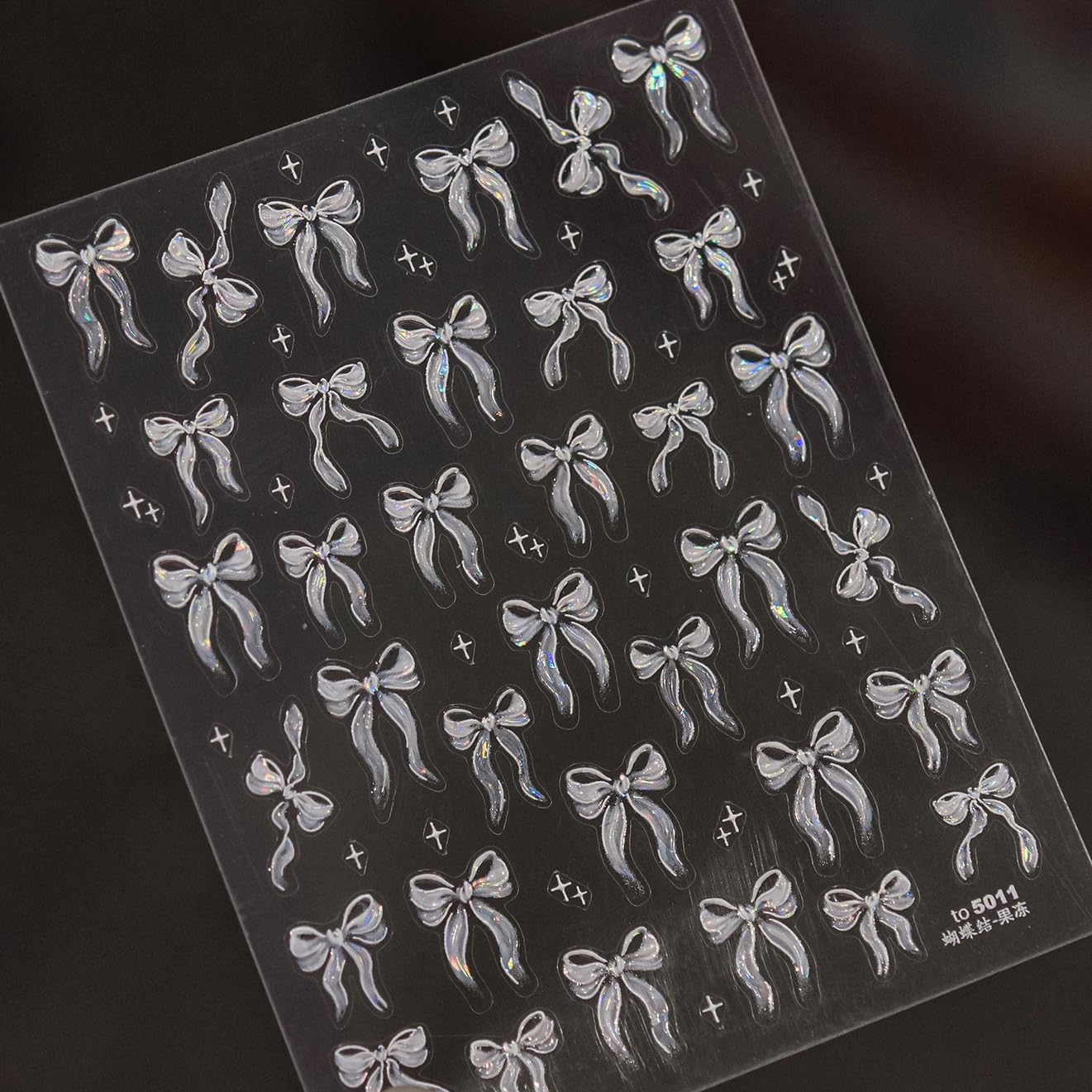 Phuryllic 3D Nail Stickers for Nail Art, Embossed Self-Adhesive Cute Nail Charms & Decals for DIY Nails, Easy-to-Apply Nail Design Supplies & Accessories for Home Manicure-Laser White Bow