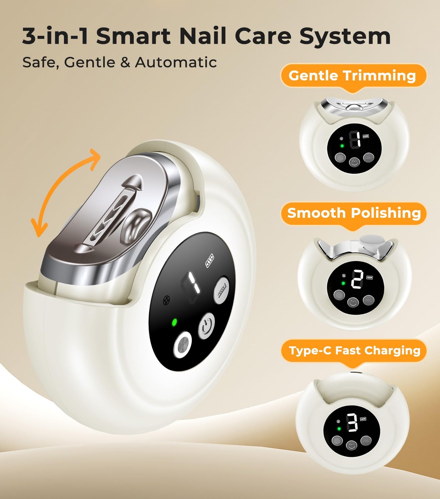 Electric Nail Clipper & No-Bending Long Handle Toenail Cutter Set for Adults and Seniors, Safe Automatic Filer Grinder with Debris Bin, Thick Nail Trimming Kit with Storage Bag for Easy Home Grooming