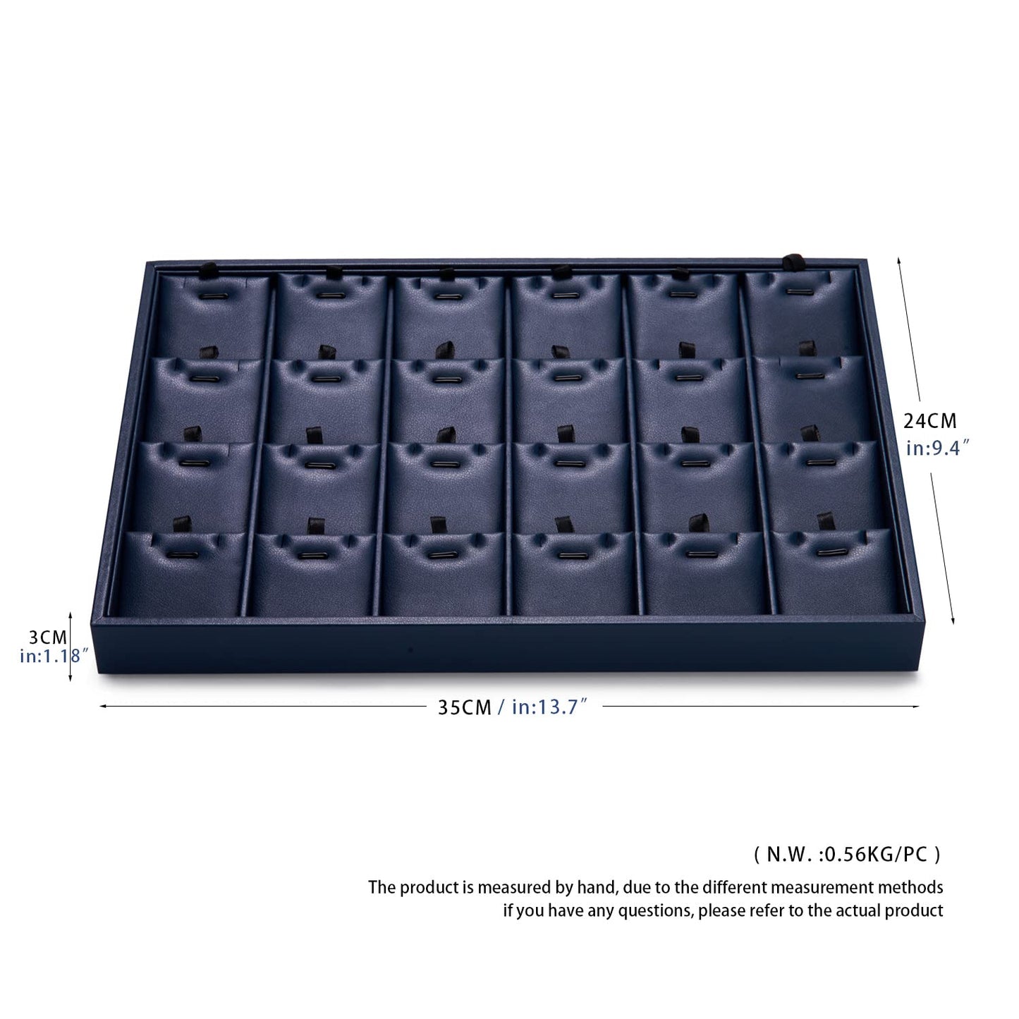 Oirlv Stackable 24 Gird Necklace Organizer Tray with Removable Jewelry Cards Necklace Pendant Jewelry Drawer Organizer