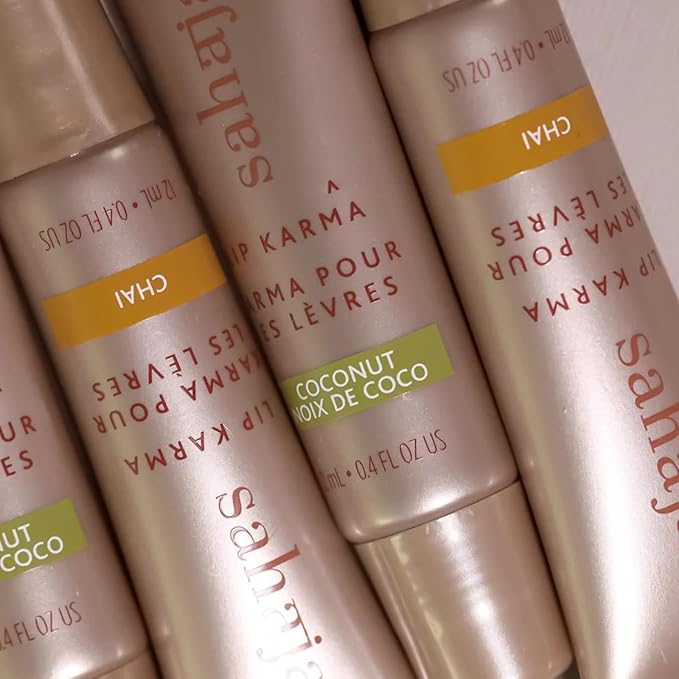 Lip Karma Hydrating Lip Balm Gloss with Castor & Argan Oil, Cera Alba, Moisturizes & Firms Chapped, Dry Lips Shine for Plumper Looking Lips (Chai)