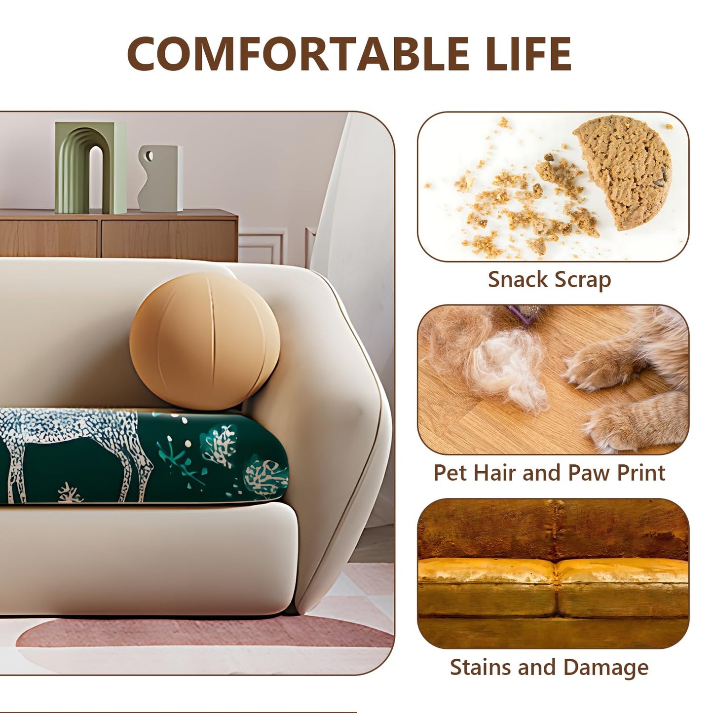 LEIWEIHOPE Forest Christmas Seat Cushion Cover, Deep Green Holiday Sofa Cushion Slipcover with Gift & Winter Deer Pattern, Stretch Couch Seat Protector with Elastic Bottom, Furniture Cover,Medium